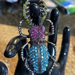 Beetle Brooch with Crystals